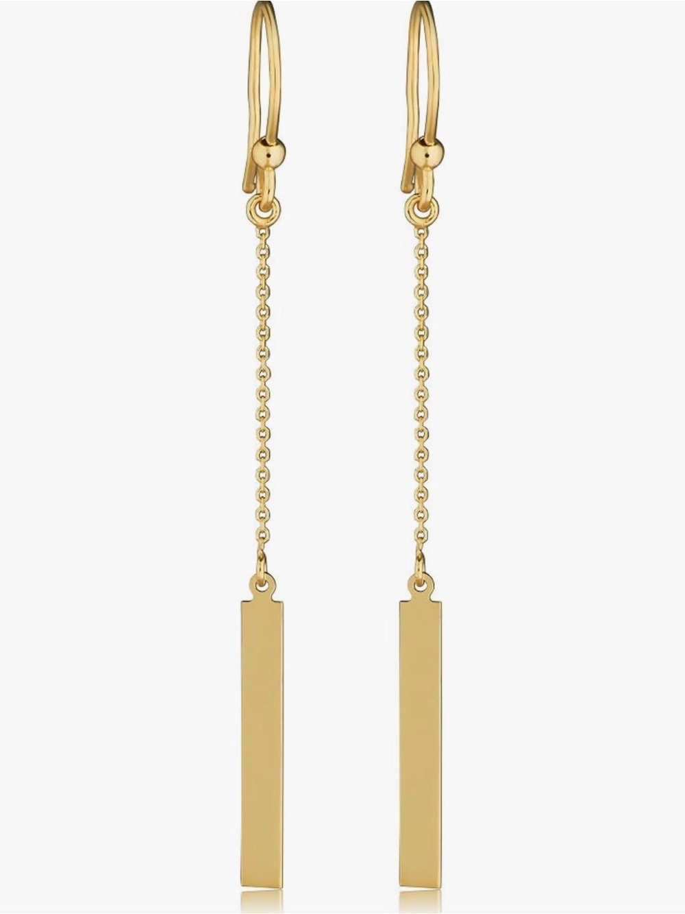Real 14k Gold Bar Drop Simple Earrings | Fine Jewelry Celebrity Stylist Curated